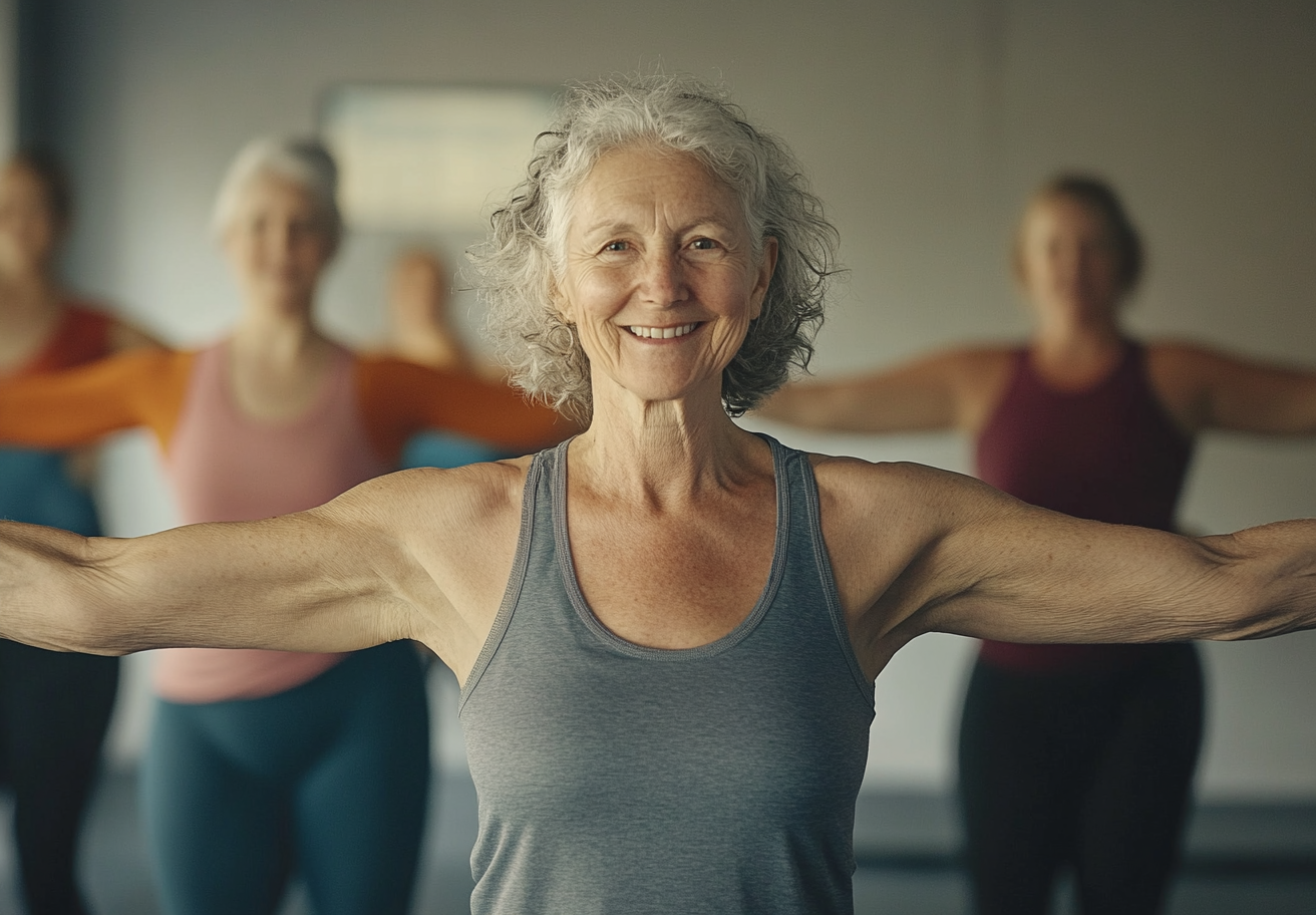 Активна людина старшого віку під час тренування